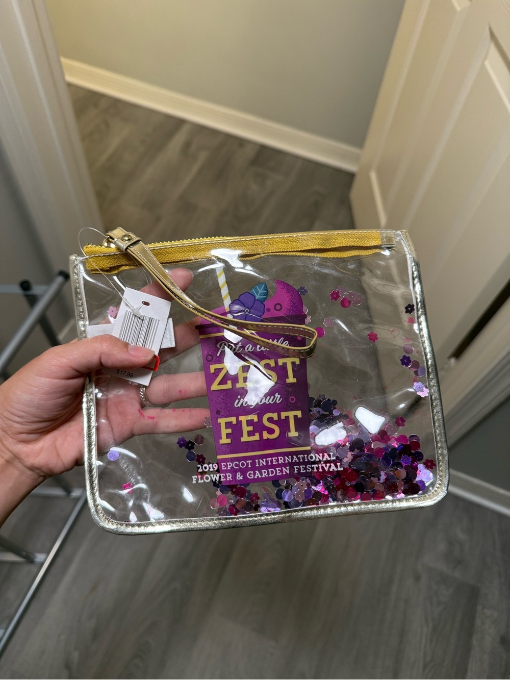 Disney Clear Zest in Your Fest Wristlet - Yellow Trim & Purple Confetti